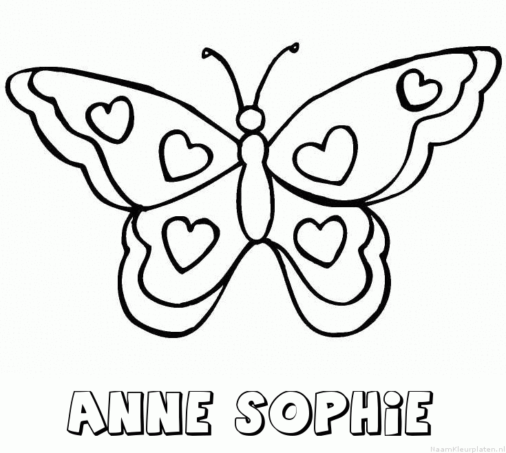 Anne sophie vlinder hartjes kleurplaat